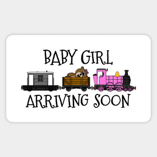 Pregnancy Announcement Steam Train, Baby Girl Arriving Soon Sticker